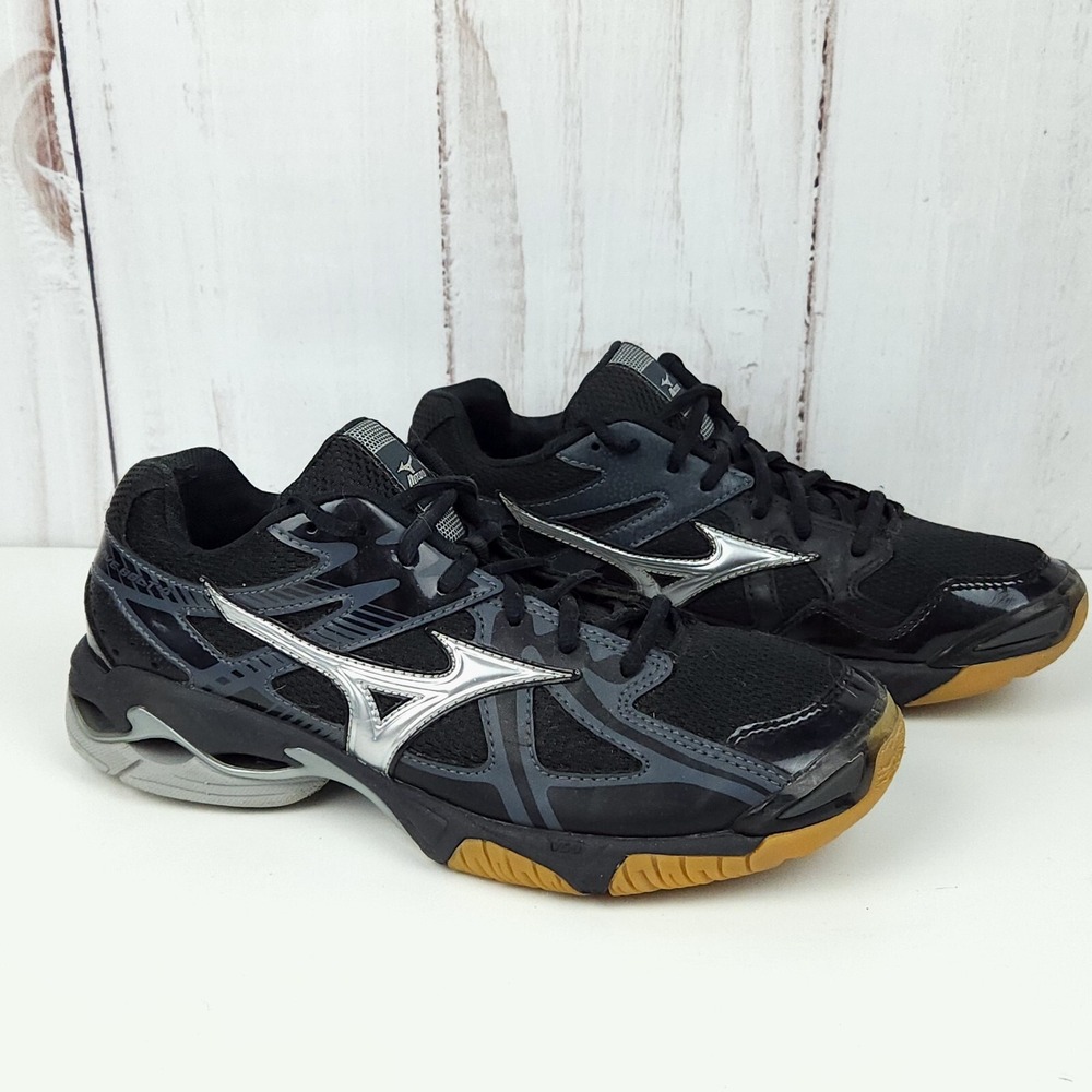 Mizuno Women's Wave Bolt 4 Volleyball Shoes , Black/Silver, 9.5 US - NO INSOLES